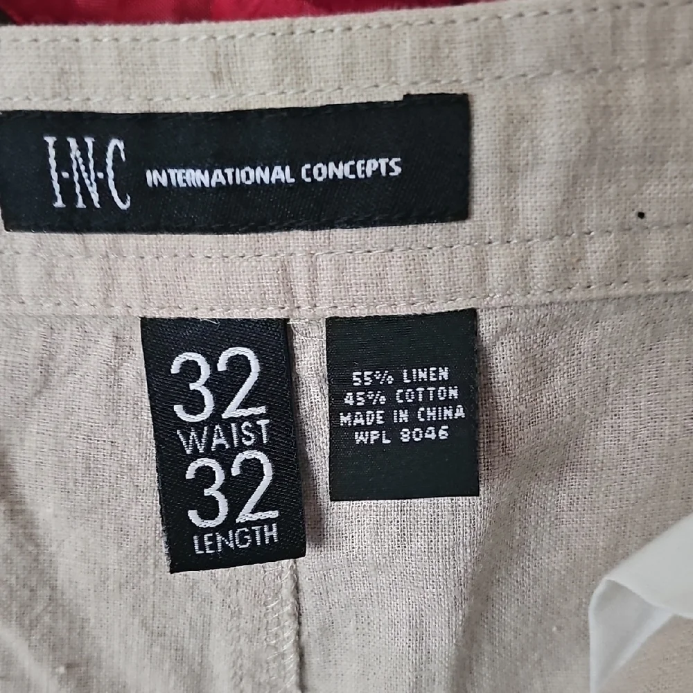 INC International Concepts Men's Khaki Drawstring Linen Pants Size 32/32